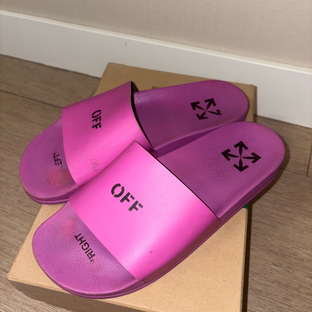 Off-White Fuchsia Slides - Picture 2 of 2